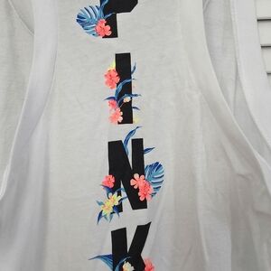 NWOT PINK Victoria's Secret White Tank Tropical